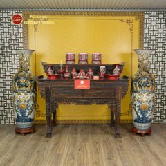 Lộc Bình Men Rạn Phúc Đức Hoa Sen Đắp Nổi