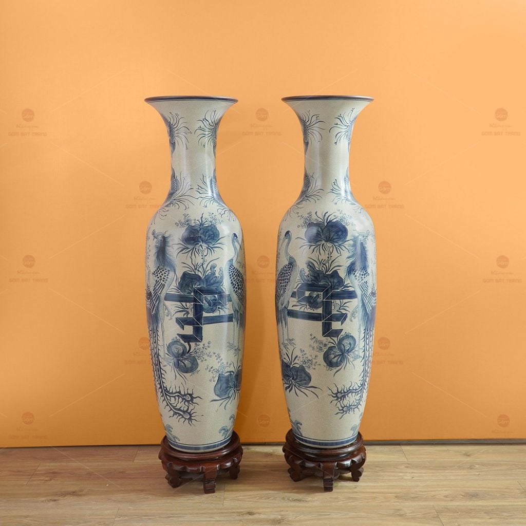 Lộc Bình 1M4 Men Rạn Vẽ Kỹ Phúc Đức