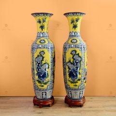 Lộc Bình 1M4 Men Vàng Vẽ Tứ Cảnh