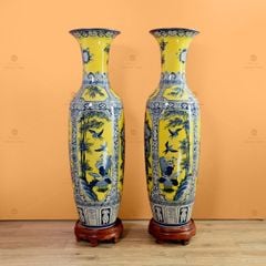 Lộc Bình 1M4 Men Vàng Vẽ Tứ Cảnh