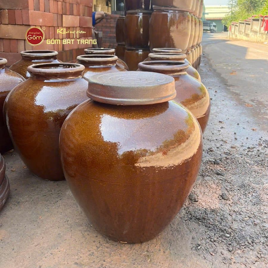 Chum Sành Ngâm Rượu Nắp Lớn Tráng Men