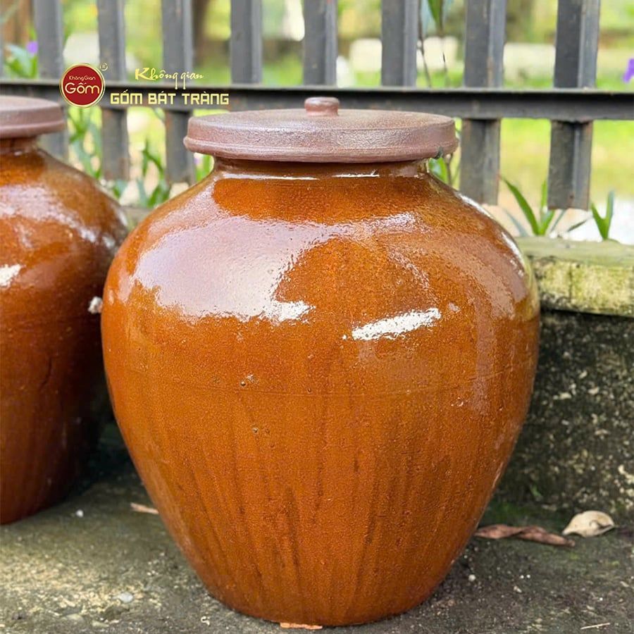 Chum Sành Ngâm Rượu Nắp Lớn Tráng Men