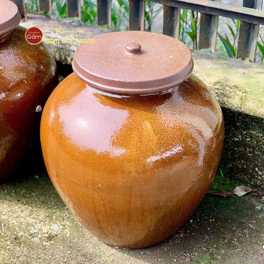 Chum Sành Ngâm Rượu Nắp Lớn Tráng Men