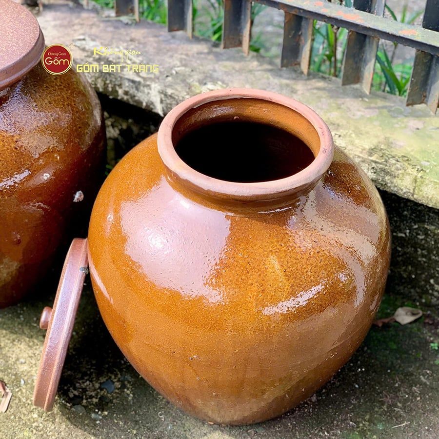 Chum Sành Ngâm Rượu Nắp Lớn Tráng Men