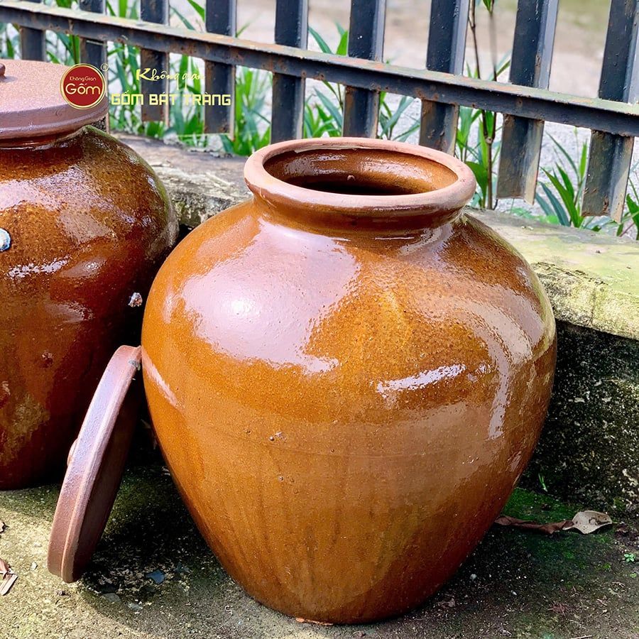 Chum Sành Ngâm Rượu Nắp Lớn Tráng Men
