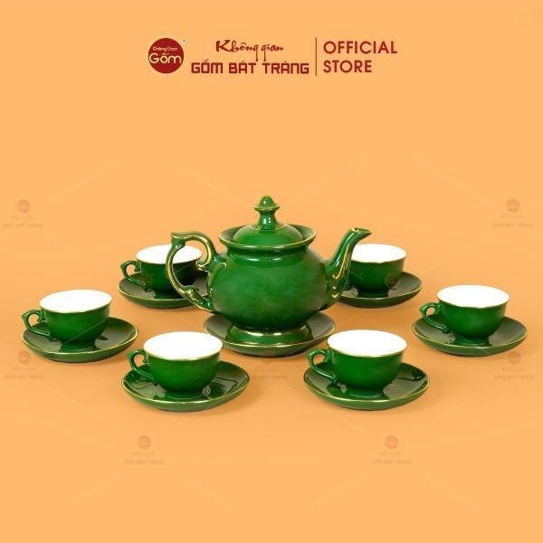 Bộ Trà Men Lục Vẽ Vàng (Nhiều mẫu)