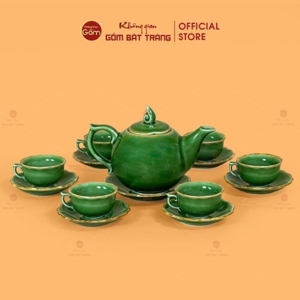 Bộ Trà Men Lục Vẽ Vàng (Nhiều mẫu)