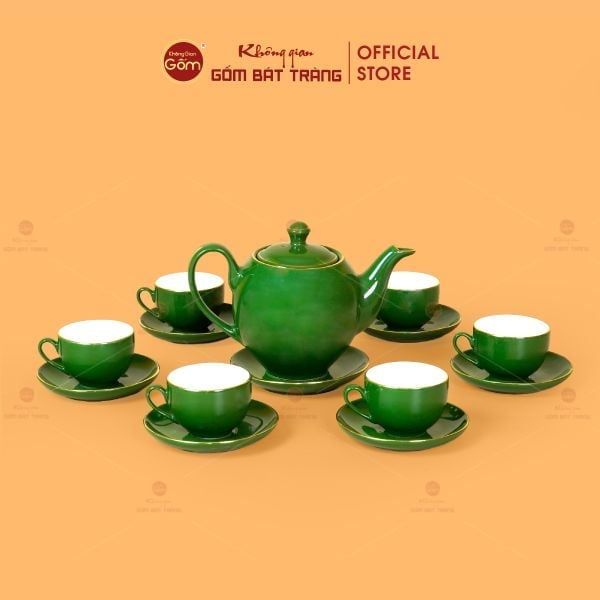 Bộ Trà Men Lục Vẽ Vàng (Nhiều mẫu)