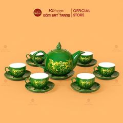 Bộ Trà Men Lục Vẽ Vàng (Nhiều mẫu)