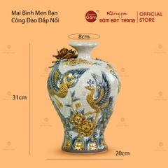 Mai Bình Men Rạn Công Đào Đắp Nổi
