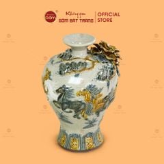 Mai Bình Men Rạn Bát Mã Đắp Nổi