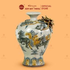 Mai Bình Men Rạn Bát Mã Đắp Nổi