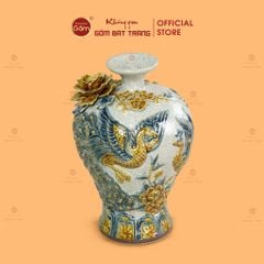 Mai Bình Men Rạn Công Đào Đắp Nổi