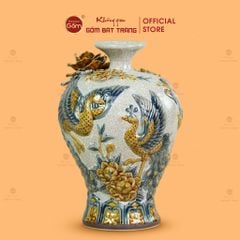 Mai Bình Men Rạn Công Đào Đắp Nổi