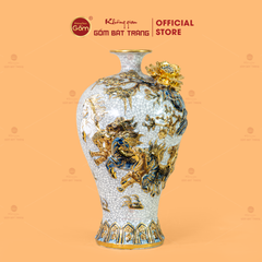 Mai Bình Men Rạn Mã Đáo Thành Công Đắp Nổi Vẽ Vàng