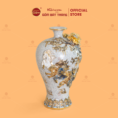 Mai Bình Men Rạn Mã Đáo Thành Công Đắp Nổi Vẽ Vàng