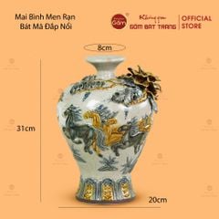 Mai Bình Men Rạn Bát Mã Đắp Nổi
