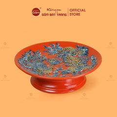 Mâm Bồng Men Đỏ Họa Tiết Long Phụng Trình Tường