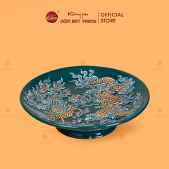 Mâm Bồng Men Lục Họa Tiết Long Phụng Trình Tường