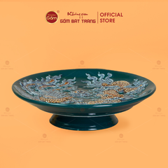 Mâm Bồng Men Lục Họa Tiết Long Phụng Trình Tường