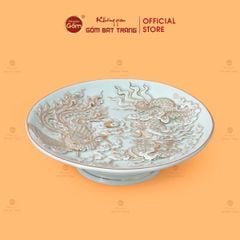 Mâm Bồng Men Ngọc Hoàng Tộc Vẽ Vàng Long Phụng Trình Tường