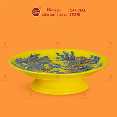 Mâm Bồng Men Vàng Họa Tiết Long Phụng Trình Tường