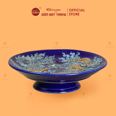 Mâm Bồng Men Xanh Coban Họa Tiết Long Phụng Trình Tường