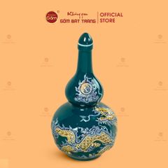 Nậm Rượu Men Lục Họa Tiết Kim Long Chầu Nhật
