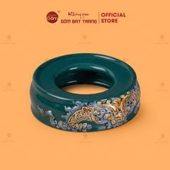 Đế Bát Hương Men Lục Họa Tiết Song Long Chầu Nguyệt