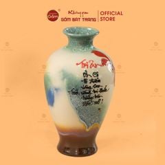 Lọ Đùi Dế Men Chảy Vẽ Thư Pháp