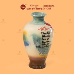 Lọ Đùi Dế Men Chảy Vẽ Thư Pháp