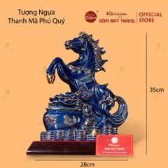 Tượng Ngựa Thanh Mã Phú Quý Vẽ Vàng