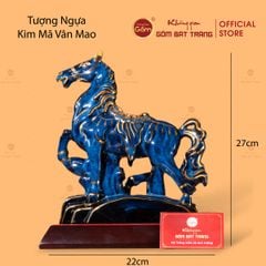 Tượng Ngựa Kim Mã Vân Mao Vẽ Vàng