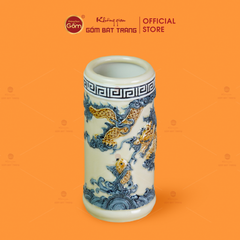 Ống Hương Men Hoàng Thổ Họa Tiết Cá Chép Hóa Rồng