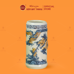 Ống Hương Men Hoàng Thổ Họa Tiết Cá Chép Hóa Rồng