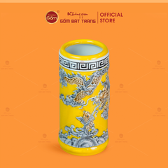 Ống Hương Men Vàng Họa Tiết Cá Chép Hóa Rồng