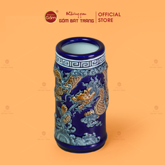 Ống Hương Men Xanh Coban Họa Tiết Cá Chép Hóa Rồng