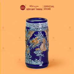 Ống Hương Men Xanh Coban Họa Tiết Cá Chép Hóa Rồng