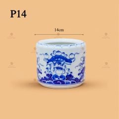 Bát Hương Thờ Men Lam Họa Tiết Hoa Sen