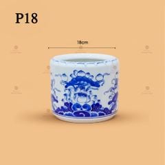 Bát Hương Thờ Men Lam Họa Tiết Hoa Sen