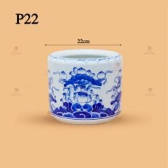 Bát Hương Thờ Men Lam Họa Tiết Hoa Sen