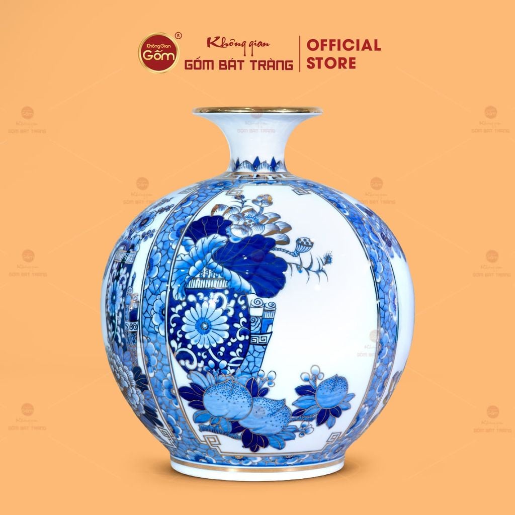 Quả Hút Lộc Tứ Quý Cổ Đồ Bạch Bảo Vẽ Vàng