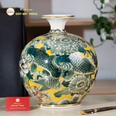 Quả Hút Lộc Hoa Ngư Tụ Khánh Kim Bảo Vẽ Vàng