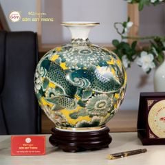 Quả Hút Lộc Hoa Ngư Tụ Khánh Kim Bảo Vẽ Vàng