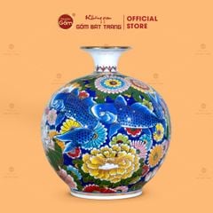 Quả Hút Lộc Hoa Ngư Tụ Khánh Lam Bảo Vẽ Vàng