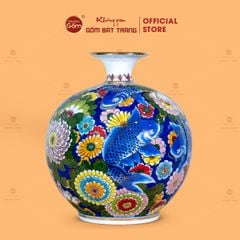 Quả Hút Lộc Hoa Ngư Tụ Khánh Lam Bảo Vẽ Vàng