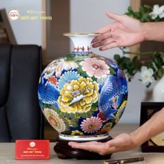 Quả Hút Lộc Hoa Ngư Tụ Khánh Lam Bảo Vẽ Vàng