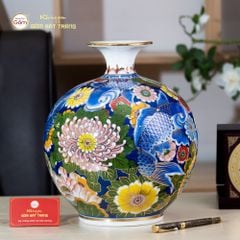 Quả Hút Lộc Hoa Ngư Tụ Khánh Lam Bảo Vẽ Vàng