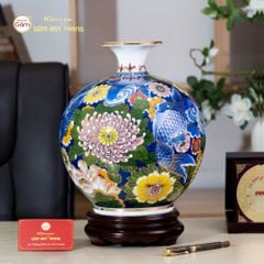 Quả Hút Lộc Hoa Ngư Tụ Khánh Lam Bảo Vẽ Vàng