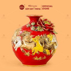 Quả Hút Lộc Men Đỏ Mã Đáo Thành Công Đắp Nổi Vẽ Vàng